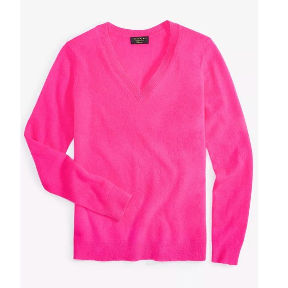 NWT 100% Cashmere V-Neck Pink Flame Sweater L - Picture 4 of 6